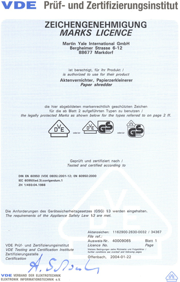 VDE certification
